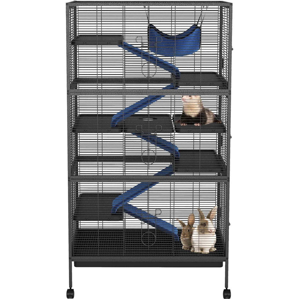 Multi Tier Metal Bird Cage Rolling Stand And Multiple Doors
