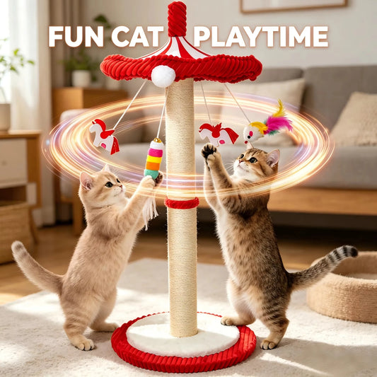 CWV Carousel Cat Tree With Rotating Top And Interactive Toys