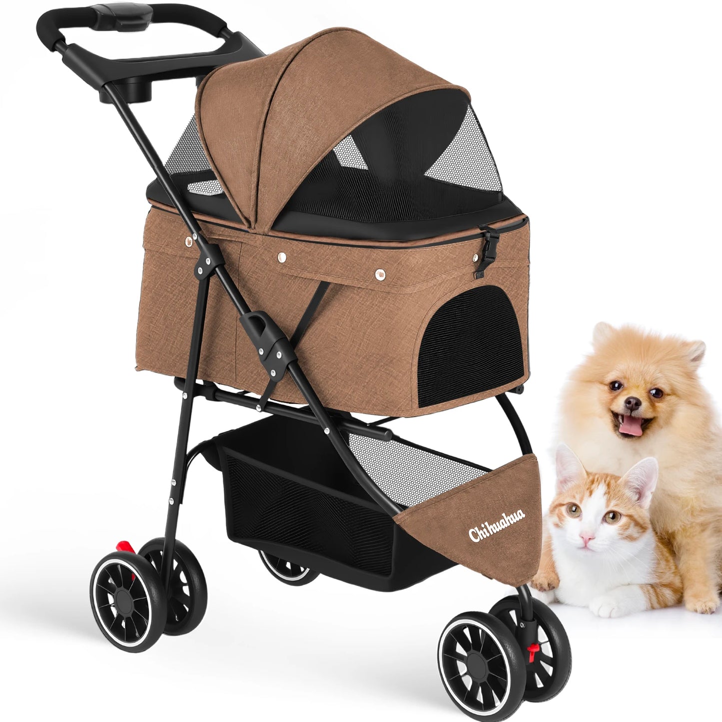 CHIHUAHUA Pet Stroller For Small To Medium Dogs And Cats Foldable 3 Wheels