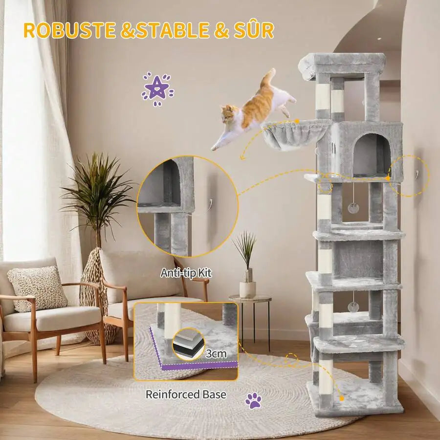 Multi Level Cat Tree Tower With Hammock And Scratching Posts