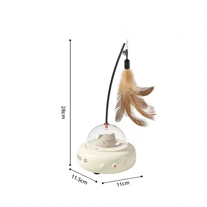 Automatic Electric Interactive Cat Laser And Feather Teaser Toy