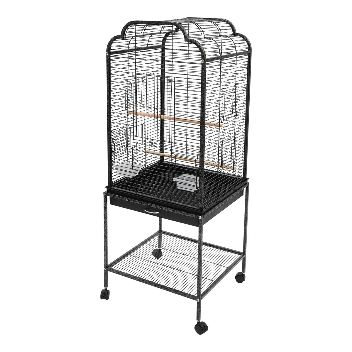 Rolling Bird Cage With Wheels Storage Shelf And Pullout Tray