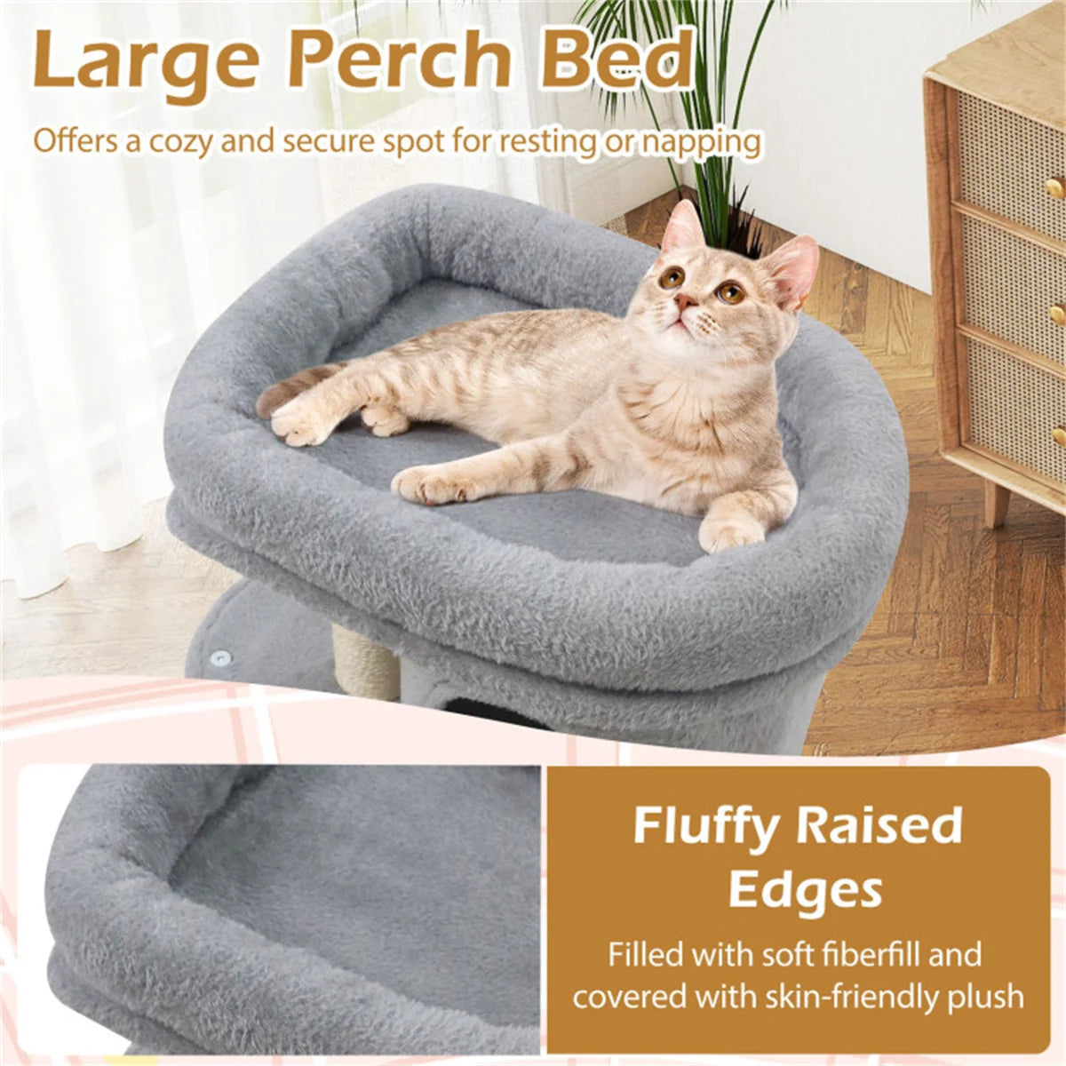 Zynkloac Anti Tip Cat Tree Tower With Sisal Scratching Posts