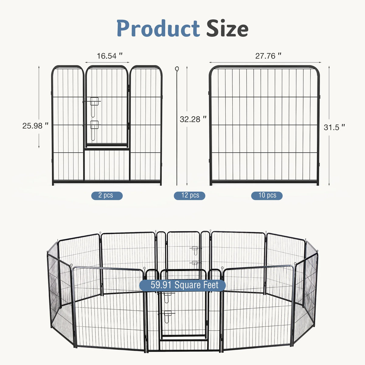 JHK Metal Dog Playpen Exercise Fence For Pets And Outdoors