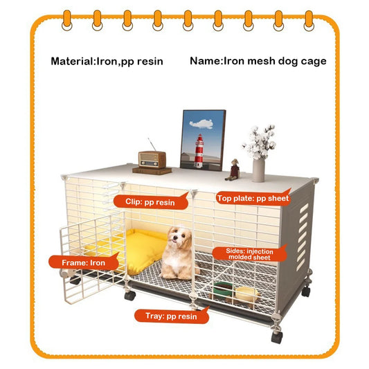 Indoor Wire Dog Crate With Wheels And Slide Out Tray