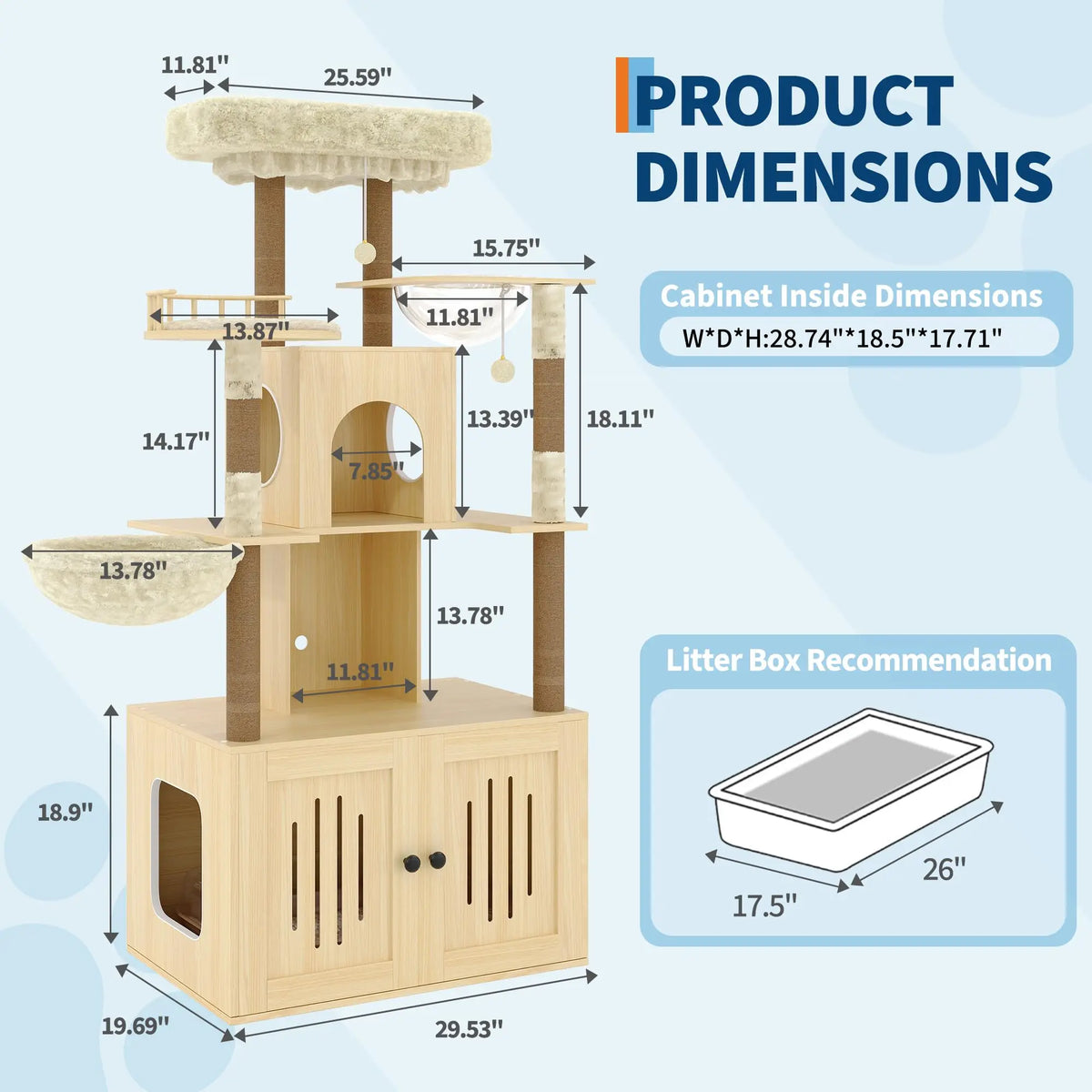 Studyset Multi Level Cat Tree With Hidden Litter Box