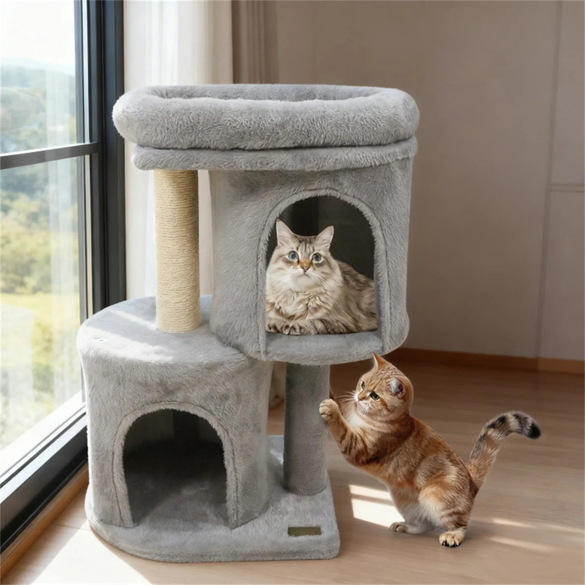 Zynkloac Anti Tip Cat Tree Tower With Sisal Scratching Posts