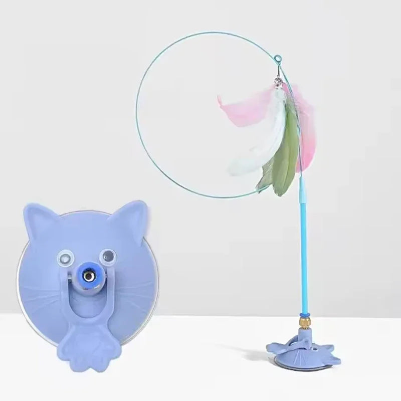 Interactive Cat Feather Wand Toy With Bell And Suction Cup