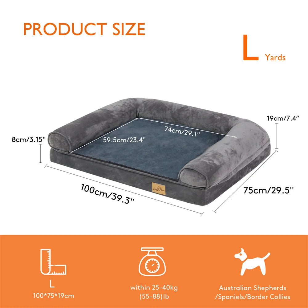 Borwart Orthopedic Memory Foam Dog Bed With Waterproof Removable Cover