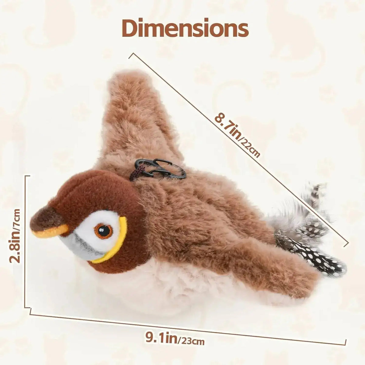 Rechargeable Simulated Bird Interactive Plush Toy For Cats And Dogs