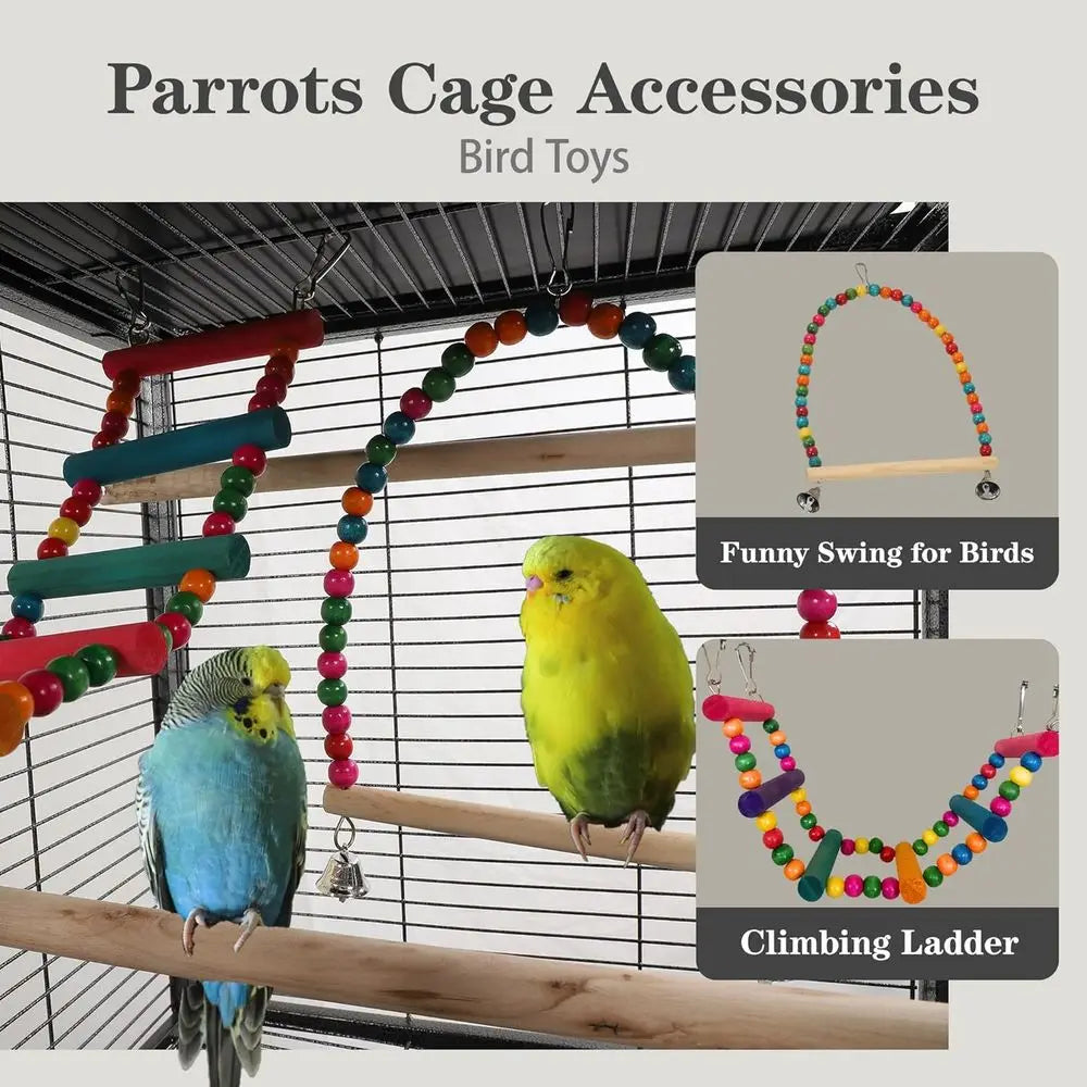 51" Small Bird Cage with Stand,ParaCage, Parrot cage with ParaToys, Bird Cage Accories,Birdcage Covers or Lovebirds Cockatiel Co