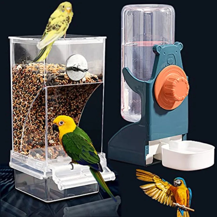 Transparent Bird Feeder And Water Dispenser For Budgie Cage