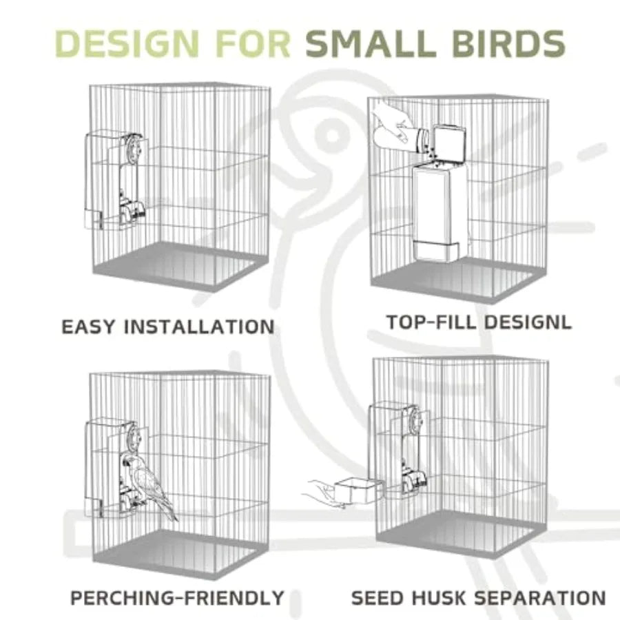 Automatic Bird Feeder With Perch And Anti Spill Protection