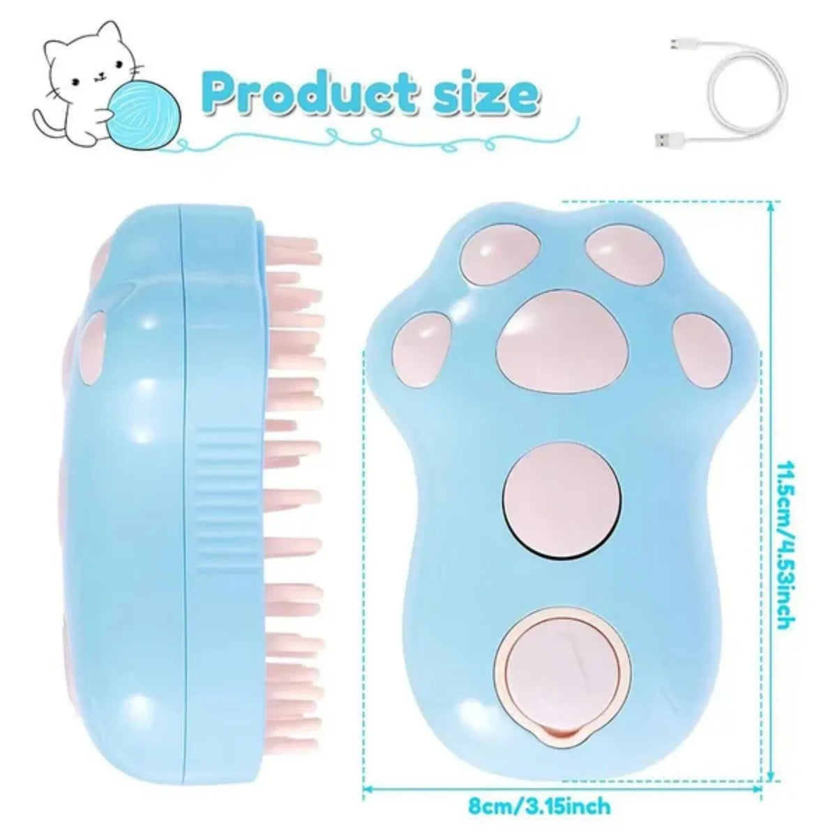Premium Pet Steam Brush For Grooming And Shedding Massage Tool