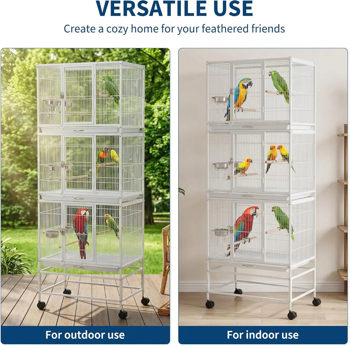 HiMISS Multi Compartment Bird Cage With Sturdy Steel Frame