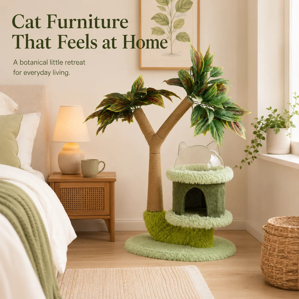 Mango Tree Cat Tree For Small Cats Double Tier Scratching Post Natural Sisal