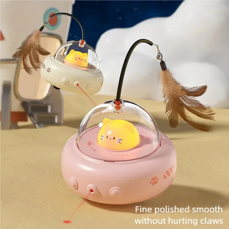 Automatic Electric Cat Teaser Toy With Interactive Feather Wand