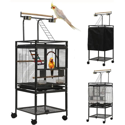 51" Small Bird Cage with Stand,ParaCage, Parrot cage with ParaToys, Bird Cage Accories,Birdcage Covers or Lovebirds Cockatiel Co