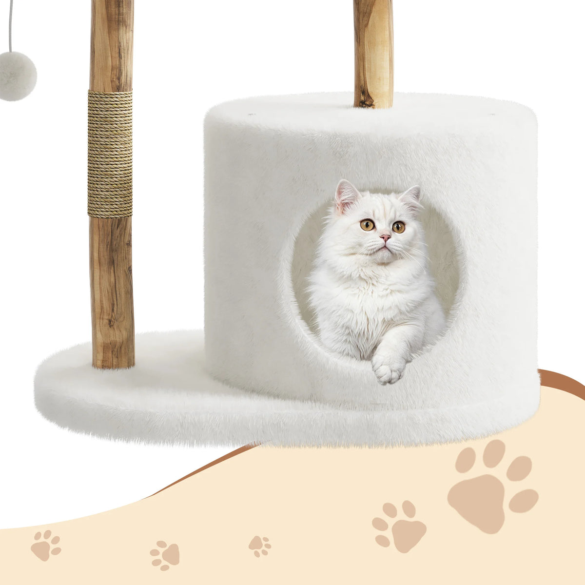 Modern Multilevel Cat Tree With Sisal Scratching Posts And Basket