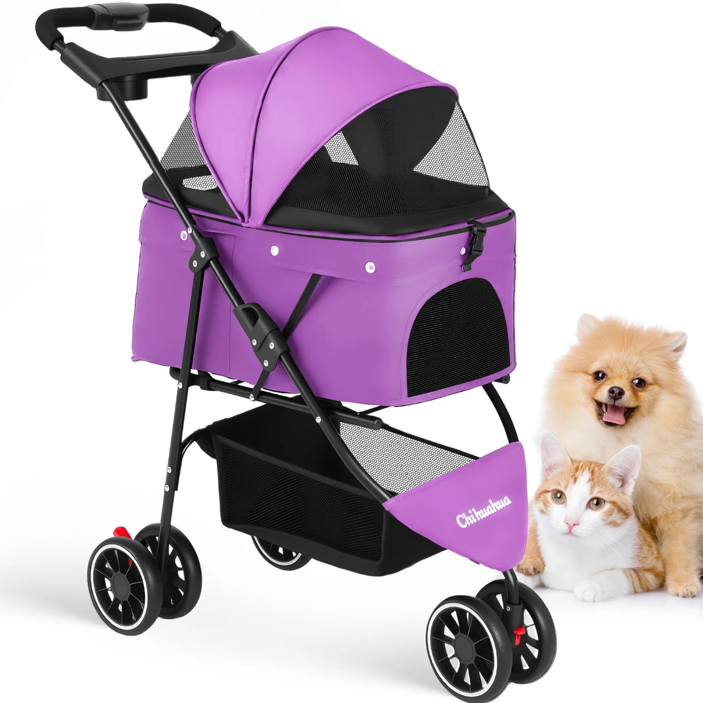 CHIHUAHUA Pet Stroller For Cats And Dogs Three Wheel Foldable