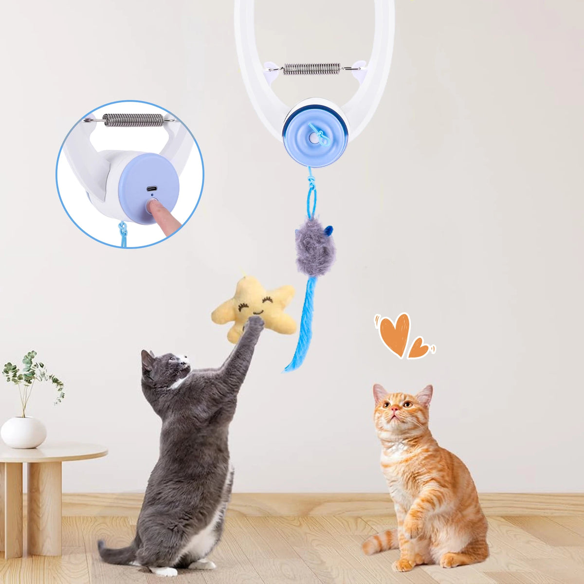 Automatic Retractable Door Hanging Interactive Cat Teaser Toy
