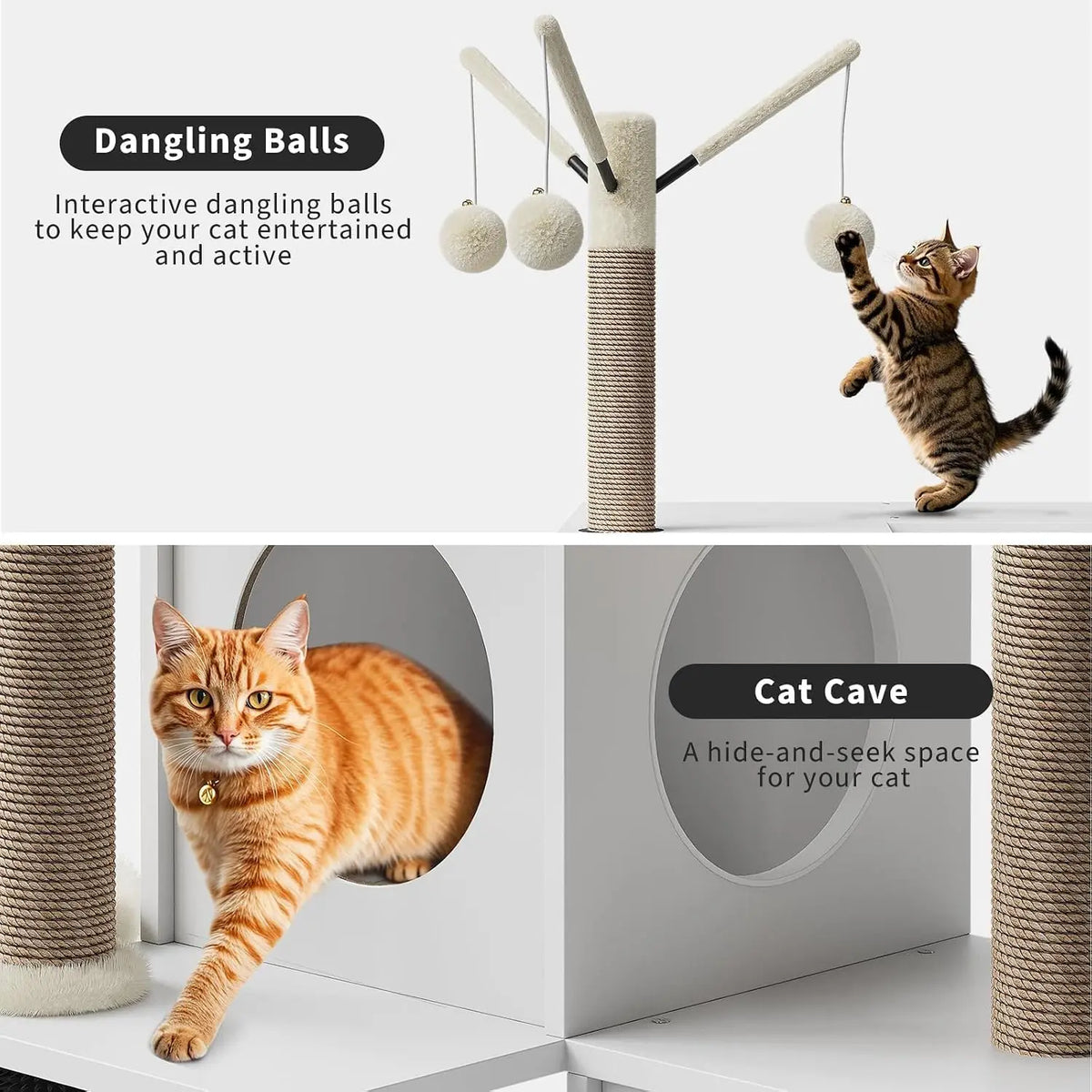 Garvee Cat Tree With Hidden Litter Box And Padded Hammock