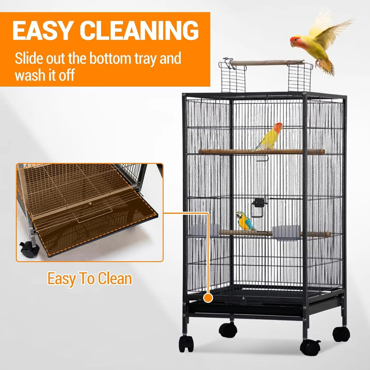 Studyset Wrought Iron Bird Cage with Rolling Stand