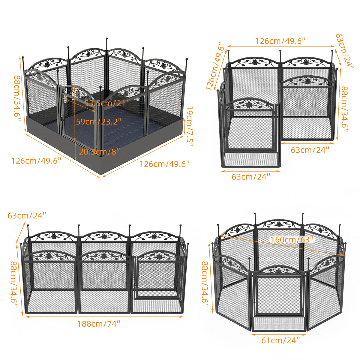 Bingopaw Heavy Duty Metal Dog Playpen For Indoor Outdoor