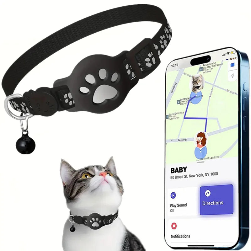 Night Safe Tracker Cat Collar Reflective Paw Breakaway Buckle