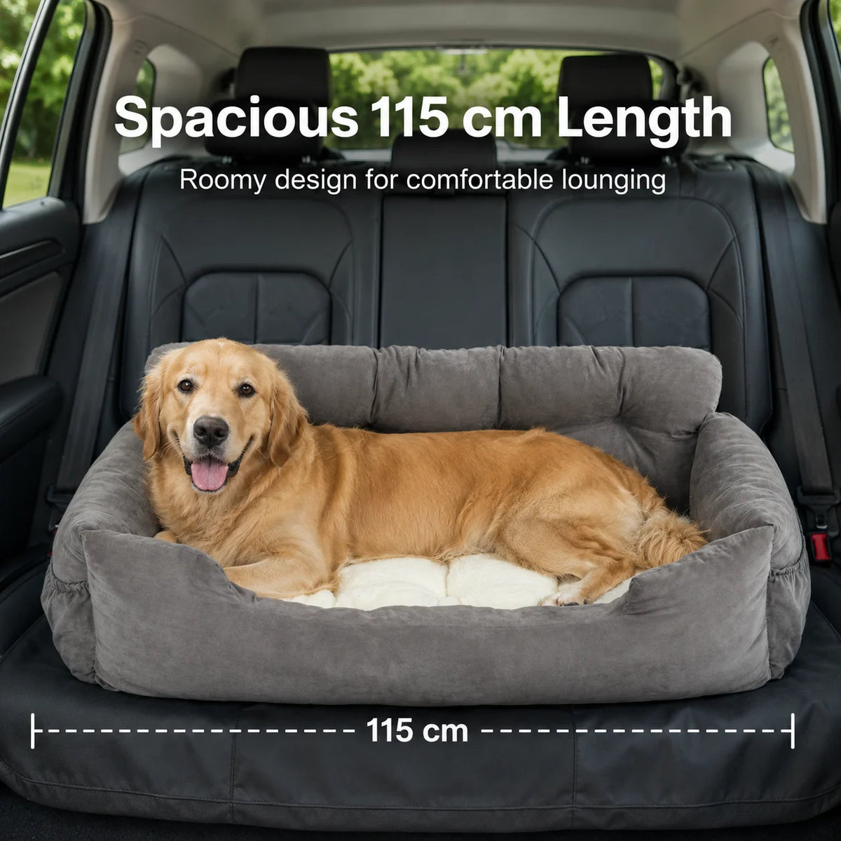 Waterproof Dog Car Booster Seat With Safety Leash Storage Pockets