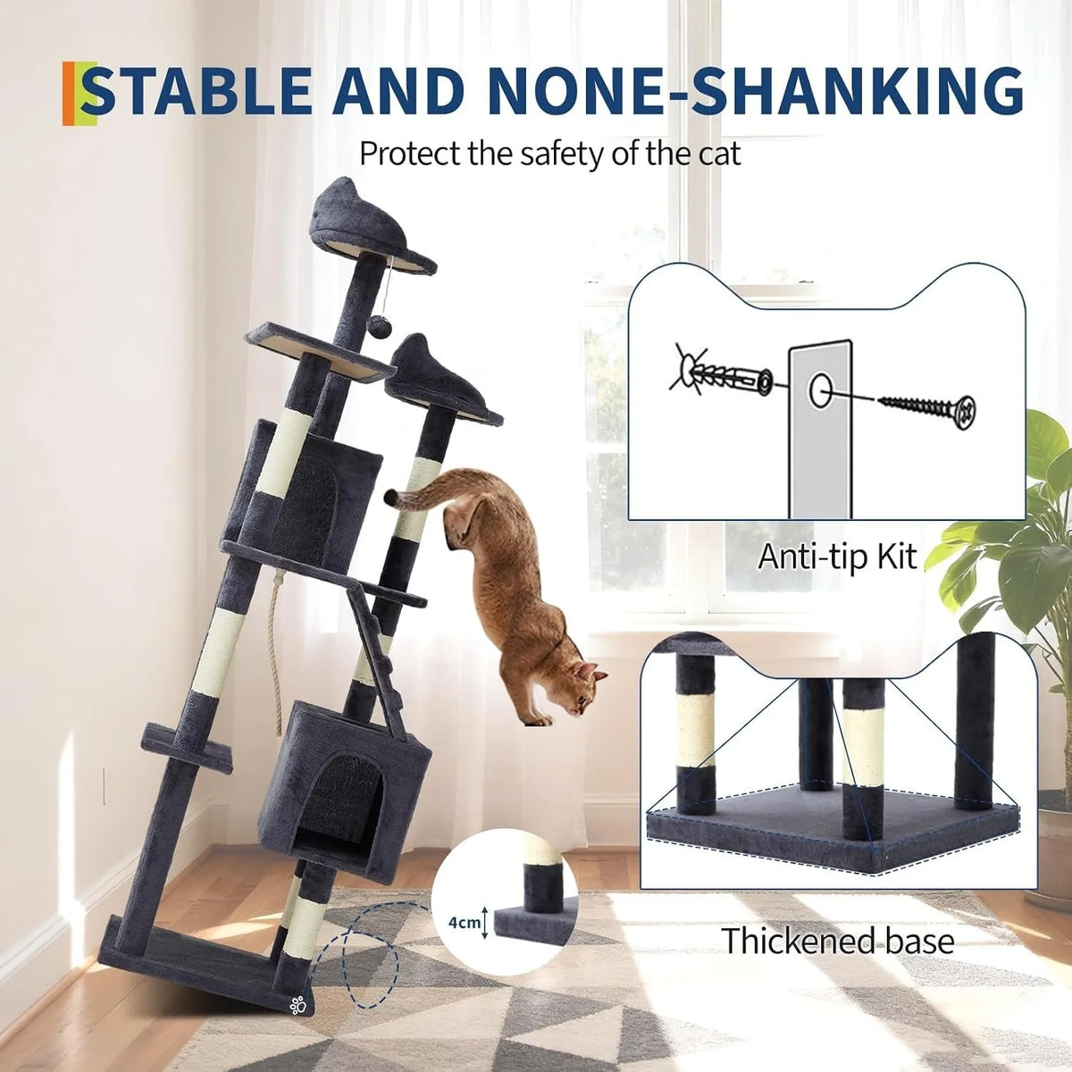 Premium Multi Level Cat Tree With Sisal Scratching Posts