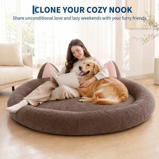 Premium Round Memory Foam Orthopedic Dog Bed With Bolster