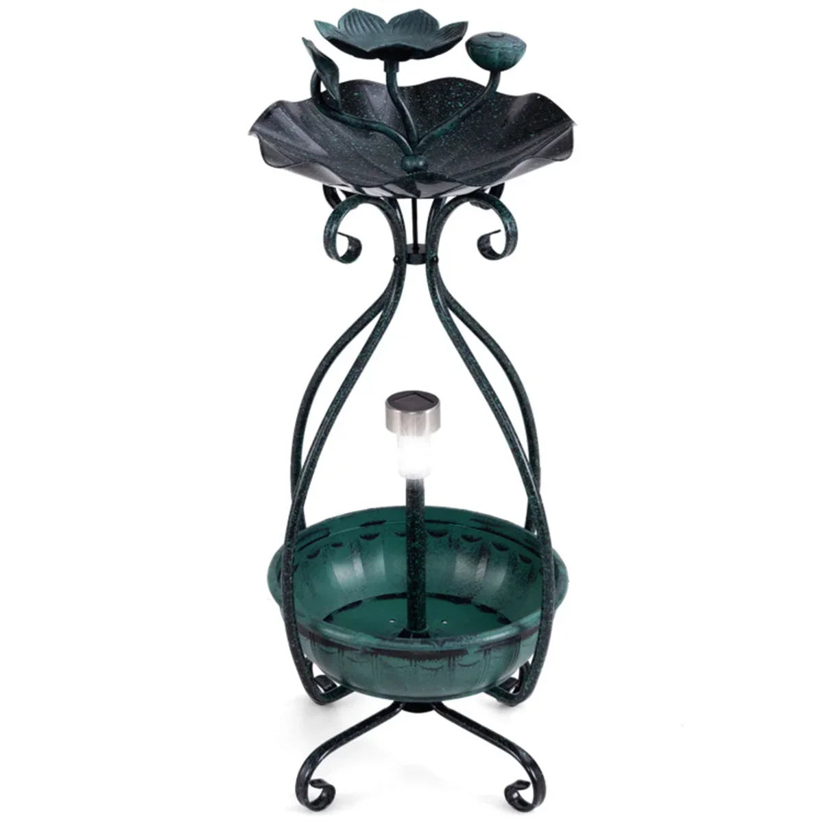 Solar Bird Bath Feeder Combo With Pedestal And Lights
