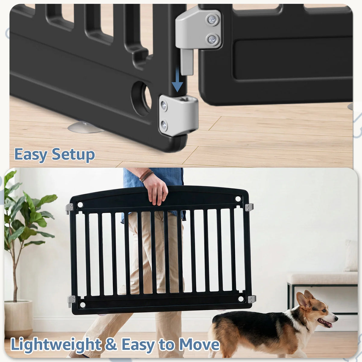 JHK Plastic Dog Playpen Expandable Pet Fence For Medium Dogs