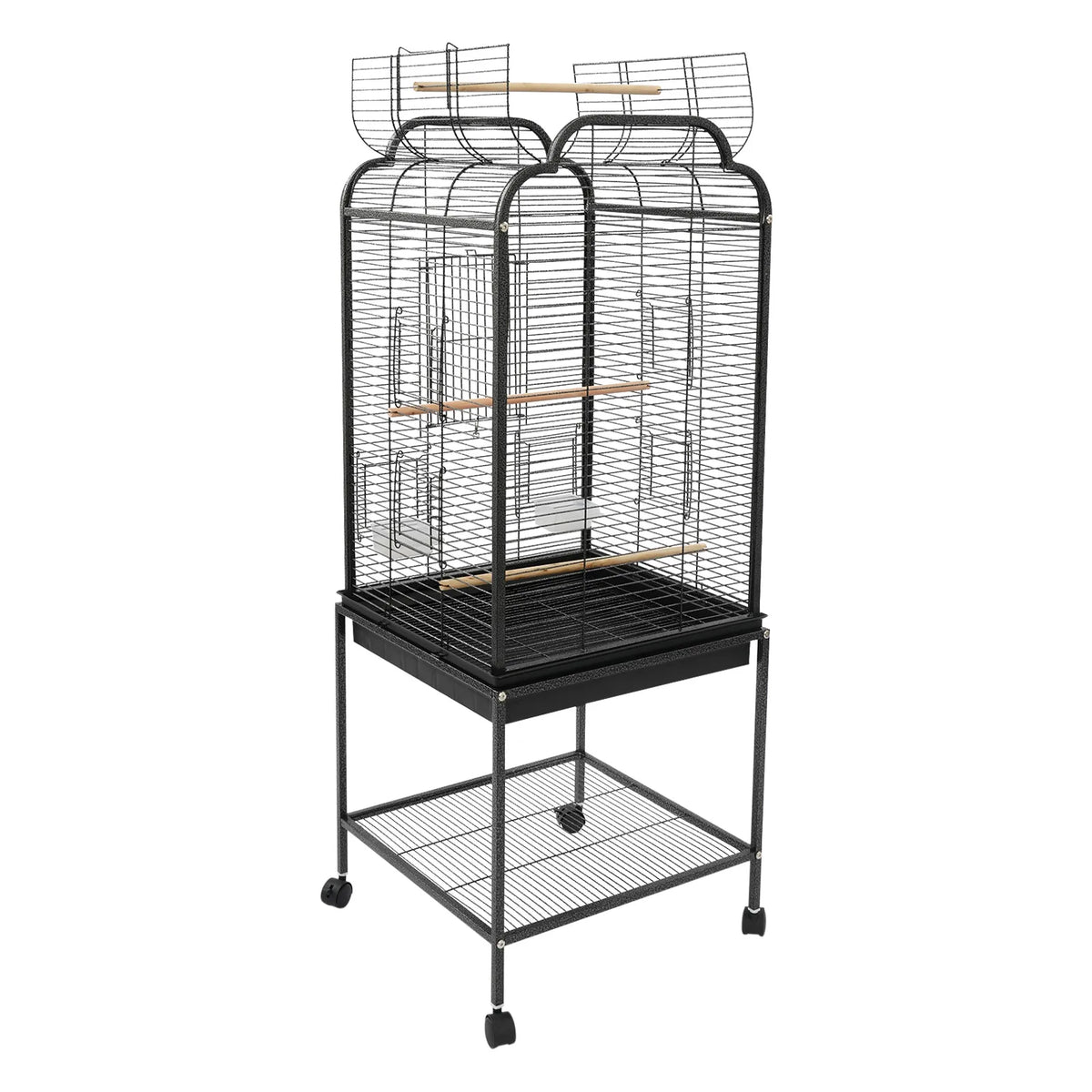 Rolling Bird Cage With Wheels Storage Shelf And Pullout Tray