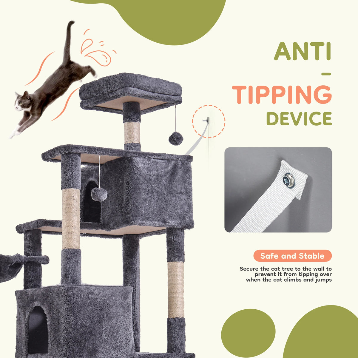JHK Multi Level Cat Tree Tower With Sisal Scratching Condo