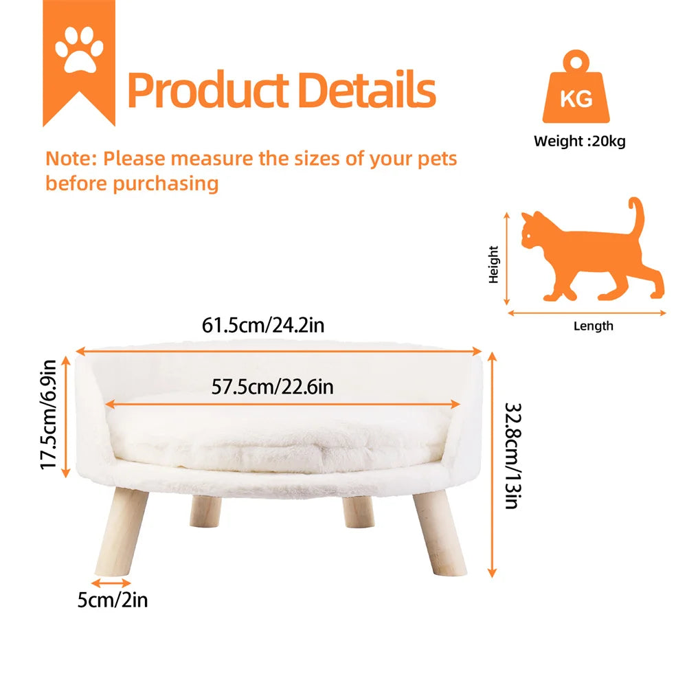 Borwart Elevated Dog Cat Sofa Bed With Removable Waterproof Cushion