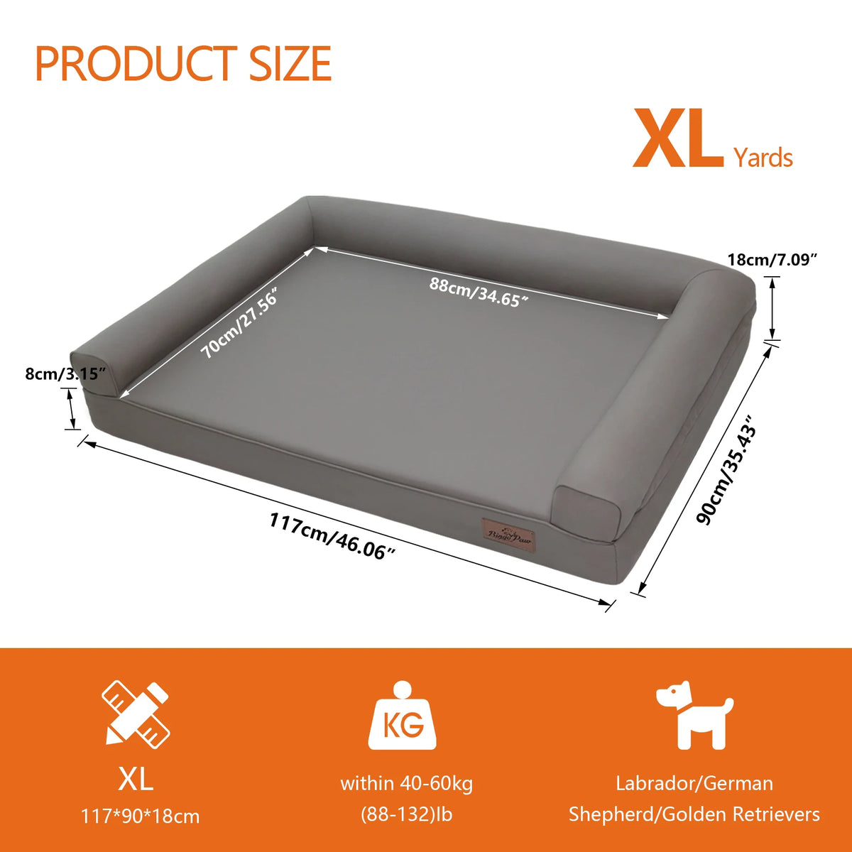 Borwart Orthopedic Dog Bed With Waterproof Removable Cover