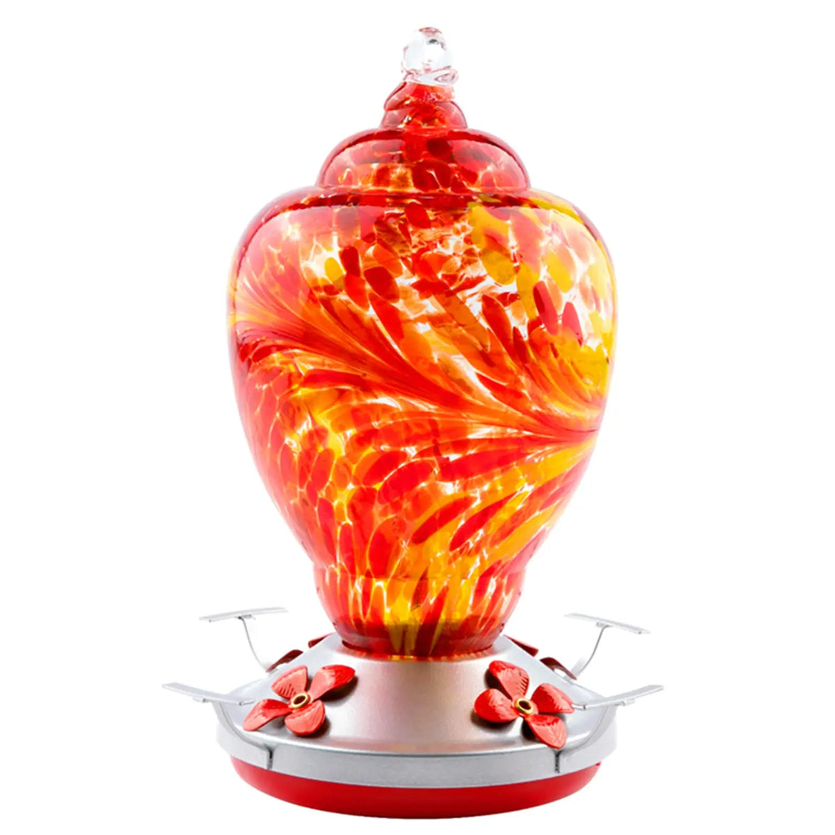 Hand Blown Glass Hummingbird Feeder With Ant Proof Moat Kit