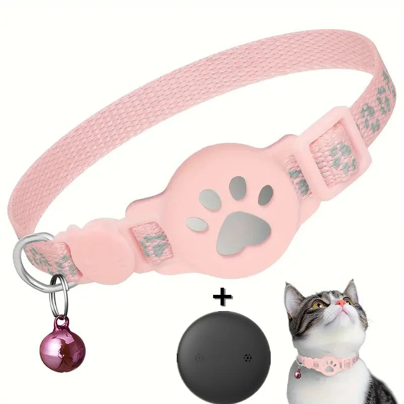 Night Safe Tracker Cat Collar Reflective Paw Breakaway Buckle