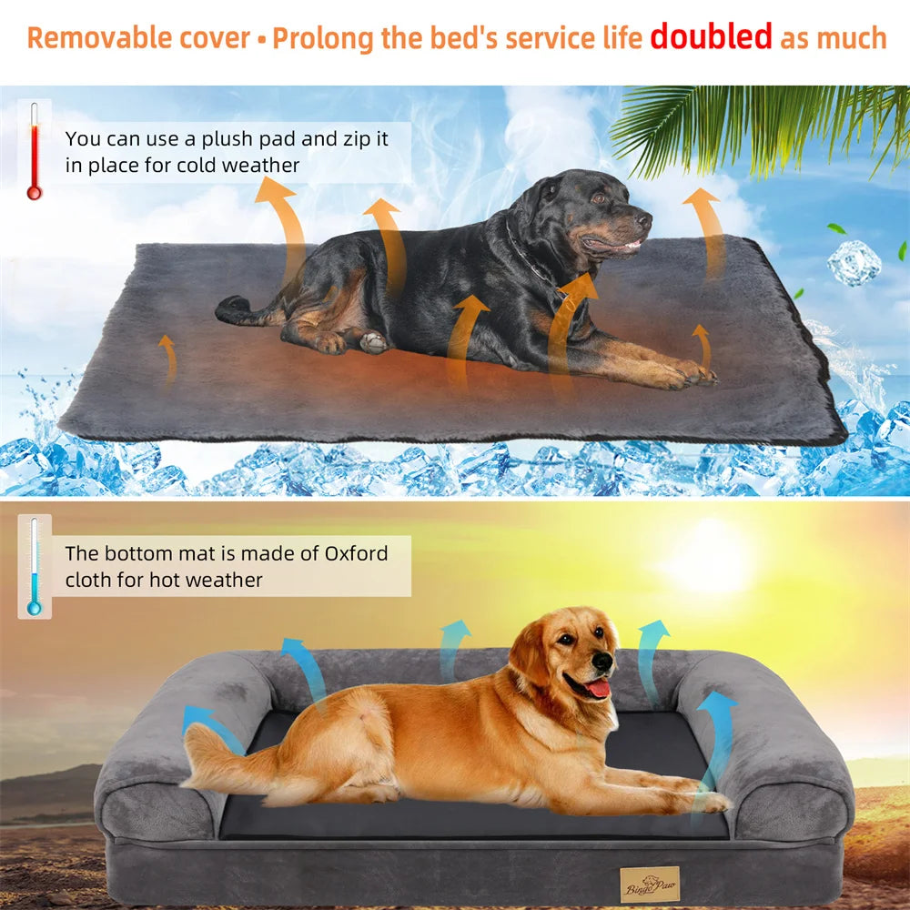 Borwart Orthopedic Memory Foam Dog Bed With Waterproof Removable Cover