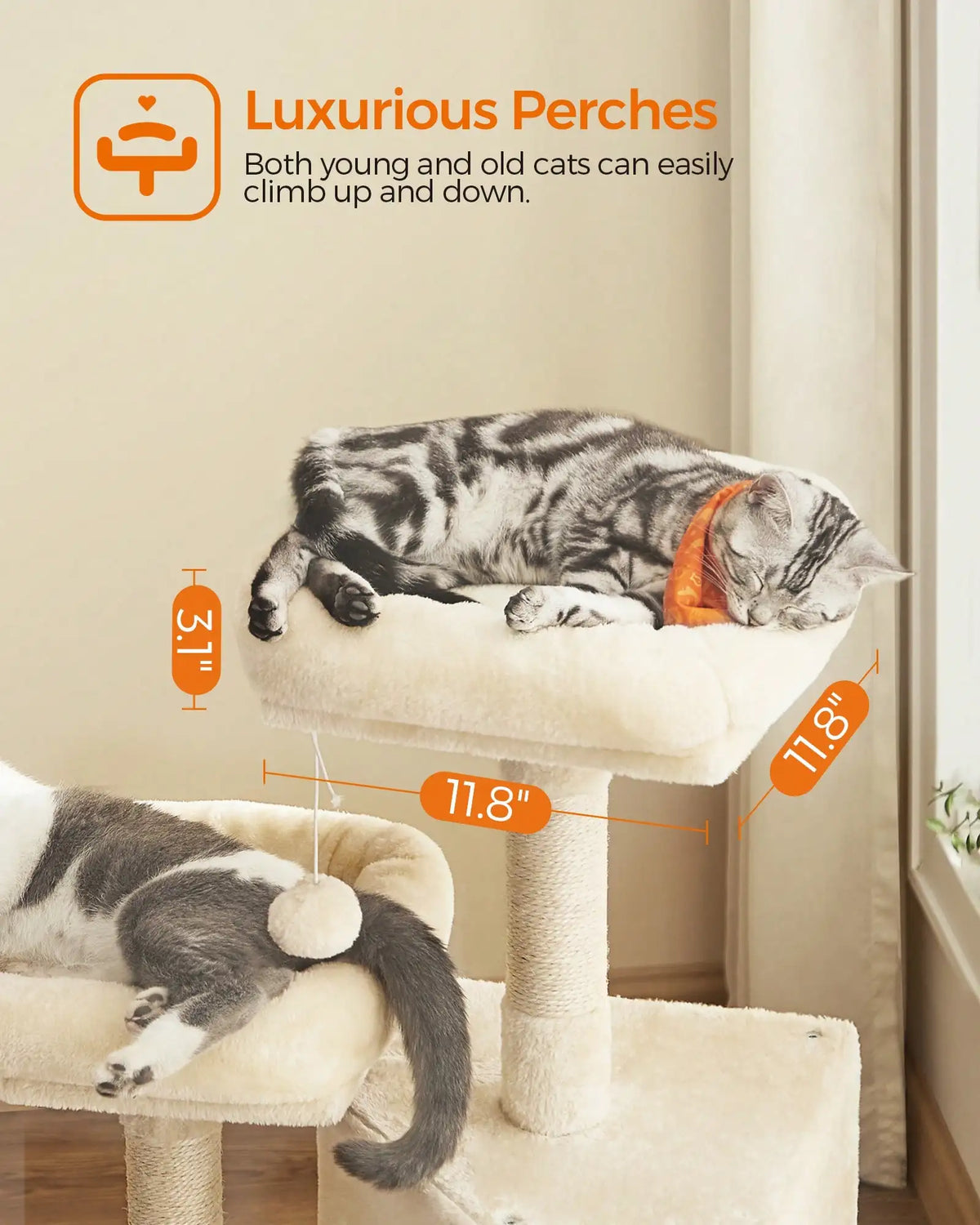 Multi-Level Cat Tower with Scratching Post and Climbing Ramp Perch