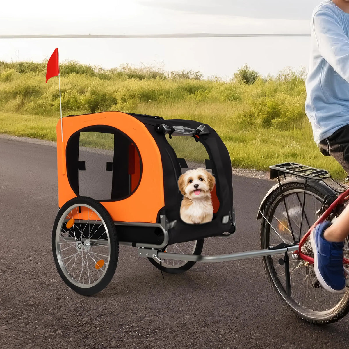 Foldable Dog Bike Trailer With Waterproof Cover And Windows