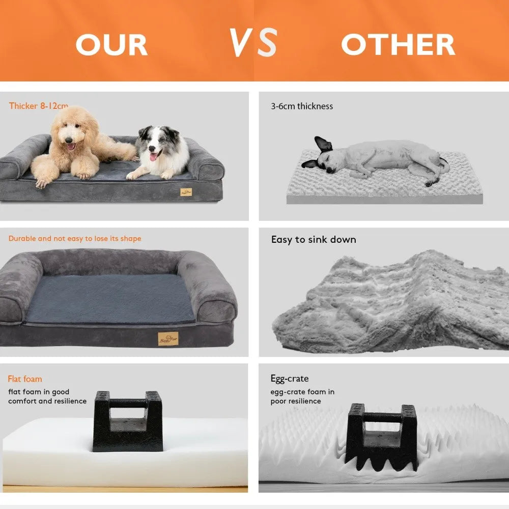 Borwart Orthopedic Memory Foam Dog Bed With Waterproof Removable Cover