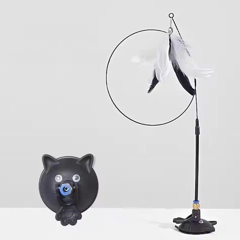 Interactive Cat Feather Wand Toy With Bell And Suction Cup