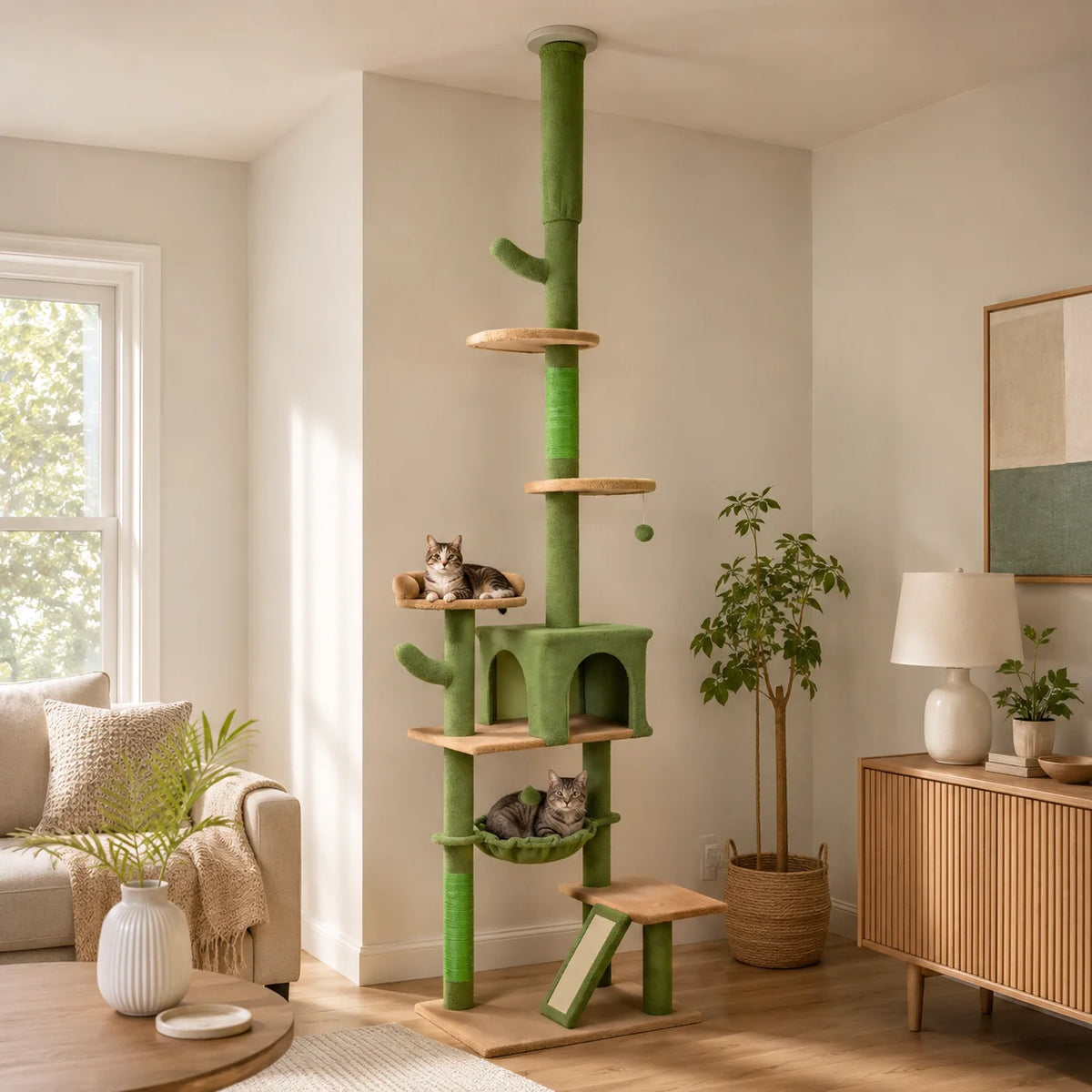 Cactus Shaped Indoor Cat Tree Tower With Scratching Posts