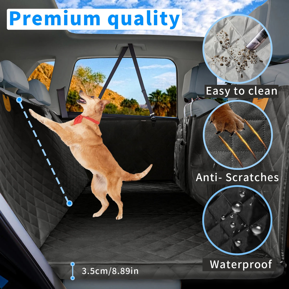 Borwart Waterproof Dog Car Back Seat Extender Cover