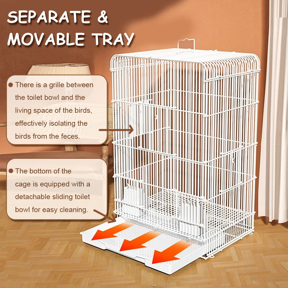 ATUOTIN Wrought Iron Portable Bird Cage With Removable Tray