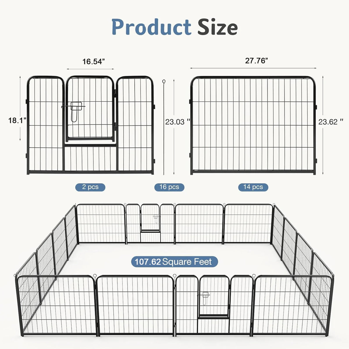 JHK Sturdy Folding Metal Dog Playpen For Outdoor And Indoor Use