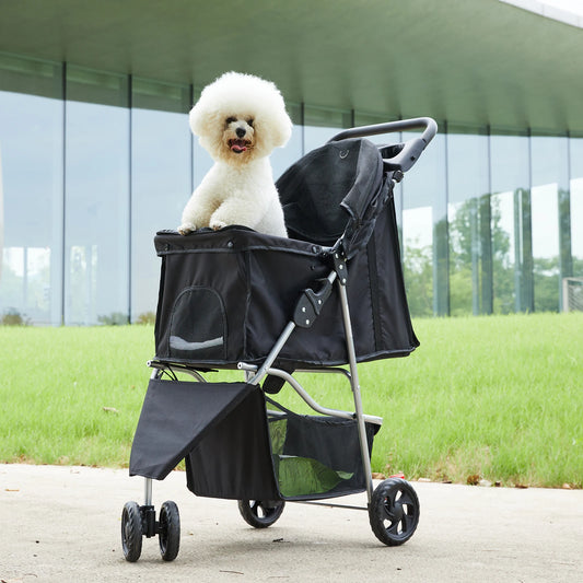 Premium Foldable Three Wheel Pet Stroller For Outdoor Travel
